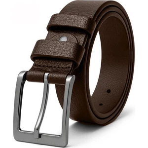 Kahverengi 100 % Hakiki Deri Kumaş Pantolon Kemeri