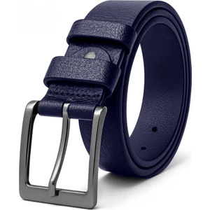 Lacivert 100 % Hakiki Deri Kumaş Pantolon Kemeri