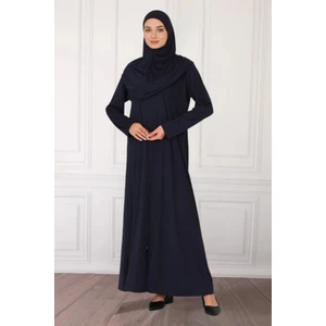 Fermuarlı Tek Parça Kaymaz Başörtülü Pratik Namaz Elbisesi