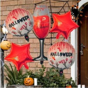 Halloween Cadılar Bayramı Kanlı Kadeh Temalı 5 Li Folyo Balon Seti
