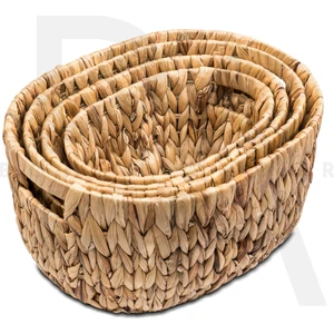 Bohem Amour 4'lü Oval Kulplu Hasır Sepet Seti