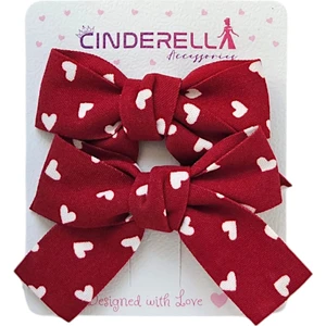 2'li Kız Çocuk Fiyonk Pens Toka Seti Kırmızı Tonlu - Kurdele Fiyonklu Klips Saç Tokası Model-1