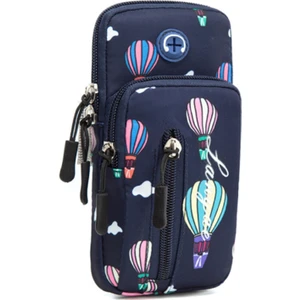 Alien Outdoor Sports 18 x 9 cm Telefon Tutucu Elastik Kol Bandı Sıcak Hava Balonu Desenli Kol Bandı Koşu Için Cep Telefonu Kılıfı (Boyut: L)-Koyu Mavi (Yurt Dışından)