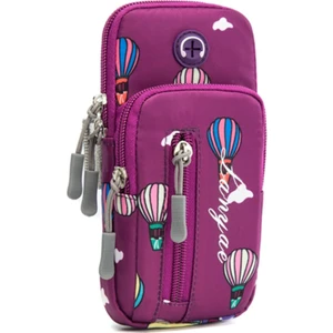 Alien Outdoor Sports 18 x 9 cm Telefon Tutucu Elastik Kol Bandı Sıcak Hava Balonu Desenli Kol Bandı Koşu Için Cep Telefonu Kılıfı (Boyut: B)-Mor (Yurt Dışından)