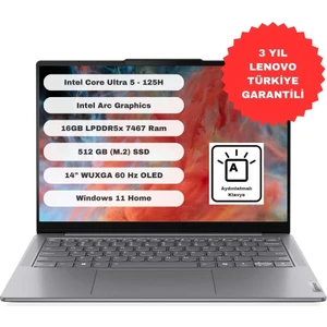 Yoga Slim 7 Intel Core Ultra 5 125H 16GB 512GB SSD Windows 11 Home 14" WUXGA Taşınabilir Bilgisayar 83CV007NTR