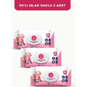 Islak Havlu 90 'li  Gül 3X90