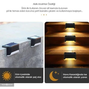 Waterproof Solar Merdiven Lambası 4 Adet