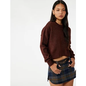 Uzun Kollu Bisiklet Yaka Asimetrik Kesim Triko Kazak