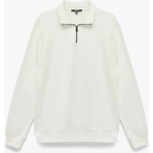 Uzun Kollu Şardonlu Basic Yarım Fermuarlı Sweatshirt