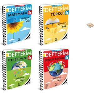 Arı Yayıncılık 6. Sınıf Matematik Türkçe Fen Bilimleri ve  Sosyal Bilgiler Defterim 4'lü Set