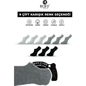 Roff Bambu Erkek Sneaker Spor Patik Çorap Dikişsiz Kaydırmaz Topuklu 9’lu Paket