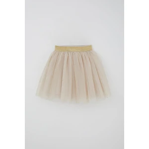Kız Çocuk Tütü Etek Sim Detaylı 5-10 Yaş, Bej