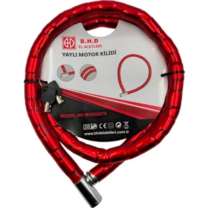 B.h.d BHD00579 150CM 22MM Yaylı Motosiklet Kilidi Pvc Kaplı Çelik Anahtarlı