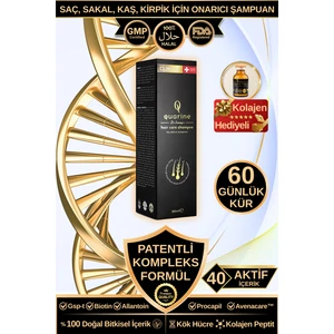 Dr. Sammy's Quarine Premium Şampuan (2 Aylık) Dökülmelere Karşı %100 Saf ve Doğal Bitkisel Kök Hücre Ekstratları,Vitamin ve Mineral İçeren Onarıcı Saç Şampuanı 250ML