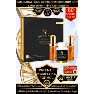 Dr. Sammy's Quarine 2 Aylık Saç Bakım Seti (2 Serum+1 Multivitamin) Dökülme ve yıpranma Karşıtı Bitkisel Kök Hücre Ekstratları, Vitamin, Mineral İçeren Saç, Sakal, Kaş ve Kirpik Onarıcı Premium Set