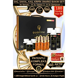 Dr. Sammy's Quarine 6 Aylık Premium Çanta Set (4 Serum+3 Tablet+3 Şampuan) Dökülmelere Karşı Bitkisel Kök Hücre Ekstratları, Vitamin ve Mineral İçeren Onarıcı Tırnak ve Saç Bakım Seti