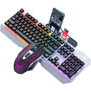 Wolf Spider F3010 Mekanik Hisli Oyun Klavyesi ve Fare Seti Kablolu Oyun Dizüstü Bilgisayar Ofis Üç Parçalı (Yurt Dışından)