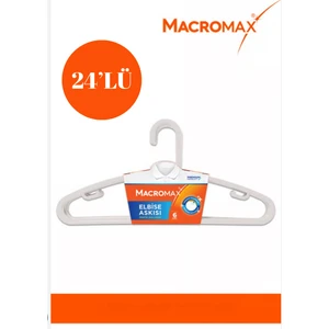 Macromax Beyaz Plastik Elbise Askısı 24 Adet