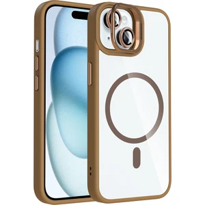 iPhone 15 Kılıf Standlı ve Kamera Lens Hediyeli M-Safe Şarj Özellikli Iksp Etro Kapak - Desert Titan