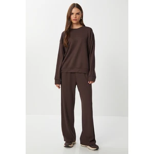 Yumuşak Modal Eşofman Takımı LCR0096 Kahverengi