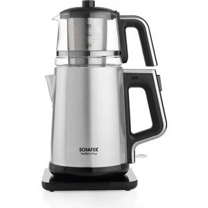 Teaform Plus Paslanmaz Çay Makinesi-Inox/cam Demlik