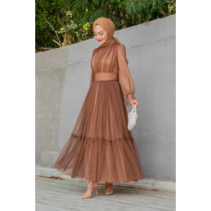 Pery Tül Drape Büzgülü Abiye-Taba