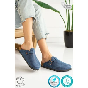 Berlin Unisex Mantar Tabanlı Önü Kapalı Tokalı Sabo Günlük Ev Dışarı Terliği