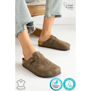 Berlin Unisex Mantar Tabanlı Önü Kapalı Tokalı Sabo Günlük Ev Dışarı Terliği