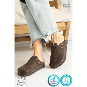 Berlin Unisex Mantar Tabanlı Önü Kapalı Tokalı Sabo Günlük Ev Dışarı Terliği