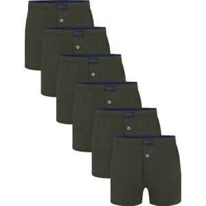 Simenti Underwear Premium Erkek Haki Pamuklu Penye Havlu Bel Boxer 6’lı Paket