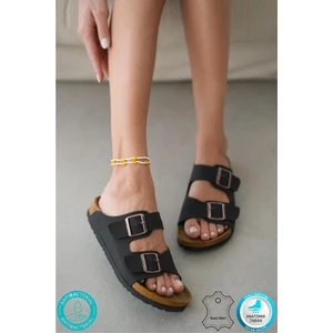 Neon Shoes Angel Unisex Ortopedik Tabanlı Terlik Çift Bantlı Tokalı Günlük Rahat Ev & Dışarı Terliği