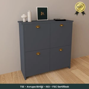 B3CONCEPT 4 Kapaklı 4 Raflı Ayakkabılık Kapalı Çok Amaçlı Kapaklı Modern Ayakkabı Dolabı