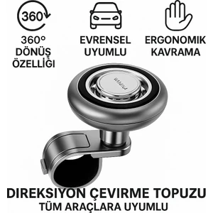 360 Derece Dönebilen Direksiyon Çevirme Topuzu – Tüm Araçlarla Uyumlu, Kamyon, Tır, Traktör, Direksiyon Çevirme Topuzu