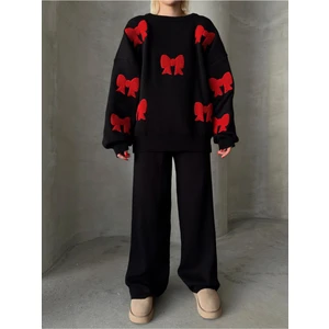 Kurdele Desenli Alt Üst Triko Takım