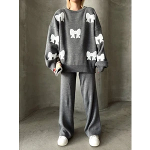 Kurdele Desenli Alt Üst Triko Takım