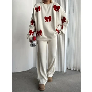 Kurdele Desenli Alt Üst Triko Takım