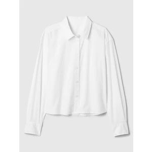 Kadın Beyaz Poplin Crop Gömlek