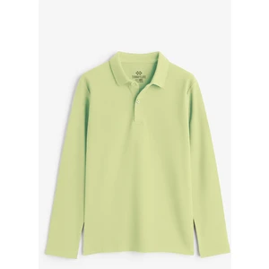 Açık Yeşil Polo Yaka Basic Uzun Kollu Erkek Çocuk T-Shirt - 11170