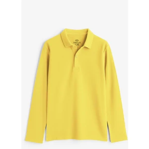 Sarı Polo Yaka Basic Uzun Kollu Erkek Çocuk T-Shirt - 11170
