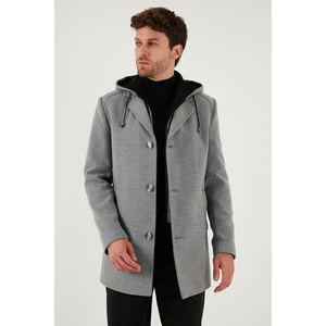 Çıkarılabilir Kapüşonlu Kırçıllı Slim Fit Kaşe Kaban Erkek Kaban 5841013