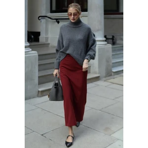 Antrasit Boğazlı Kadın Triko Kazak MG2535