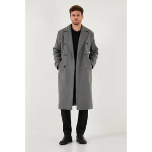 Loose Fit Kruvaze Yaka Uzun Astarlı Kaşe Kaban Erkek Kaban 681003