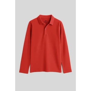 Coral Polo Yaka Basic Uzun Kollu Erkek Çocuk T-Shirt - 11170