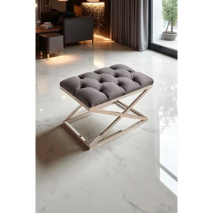 Delano x Bench Puf – 40 x 60  cm  Krom Metal Ayaklı, Babyface Kumaş, 44  cm  Yükseklik