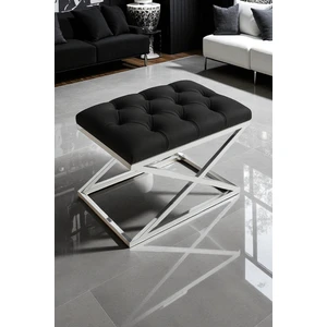 Delano x Bench Puf – 40 x 60  cm  Krom Metal Ayaklı, Babyface Kumaş, 44  cm  Yükseklik