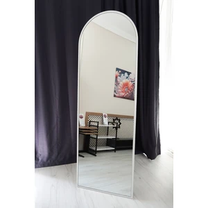 Beyaz Oval Metal Çerçeveli Ayaklı Influencer Boy Aynası 180X60 cm