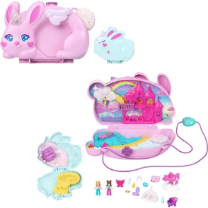 Polly Pocket™ 2'si 1 Arada Tavşancıklar Mini Oyun Seti Giyilebilir Çanta Şeklinde, 2 Bebek ve Evcil Hayvanlar Dahil 12 Aksesuar JFT88