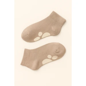 Çocuk Pati Baskılı Step Çorap Kahverengi
