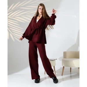 Kuşak Detaylı Ikili Triko Takım