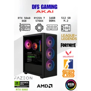 DFS Bilgisayar Dfs Gaming Akaı Ryzen 7 5700X-B550M-RTX 5060 8GB-16GB RAM-512GB M.2 Ssd-Oyuncu Bilgisayarı Sistem Tavsiyesi